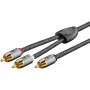 RCA-Audiokabel WENTRONIC Goobay 65302 — 2xRCA auf RCA, 5 m, Kupfer, vergoldete Kontakte, magnetisch geschirmt