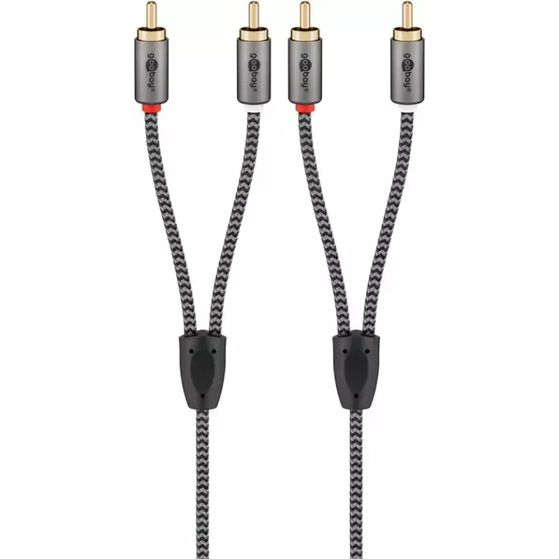 Audiokabel WENTRONIC Goobay 65291 — 2×RCA-Stecker auf 2×RCA-Stecker, 0,5 m, Kupfer, vergoldete Kontakte, magnetisch abgeschirmt