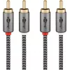 Audiokabel WENTRONIC Goobay 65294 — 2×RCA-Stecker auf 2×RCA-Stecker, 3 m, Kupfer, vergoldete Kontakte, magnetisch abgeschirmt