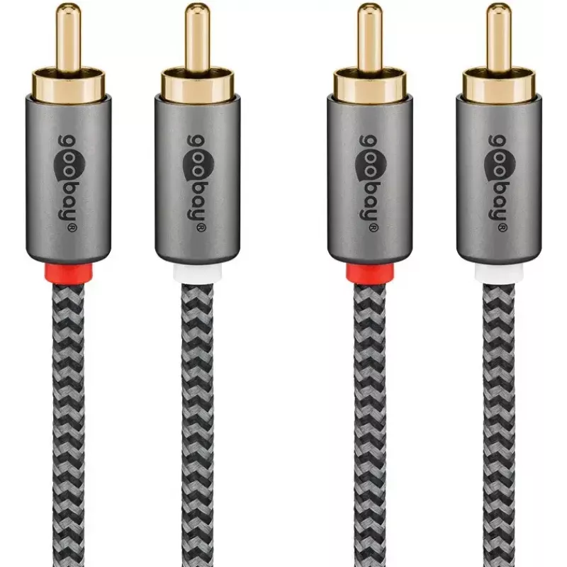 Audiokabel WENTRONIC Goobay 65294 — 2×RCA-Stecker auf 2×RCA-Stecker, 3 m, Kupfer, vergoldete Kontakte, magnetisch abgeschirmt