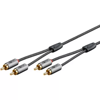 Audiokabel WENTRONIC Goobay 65294 — 2×RCA-Stecker auf 2×RCA-Stecker, 3 m, Kupfer, vergoldete Kontakte, magnetisch abgeschirmt