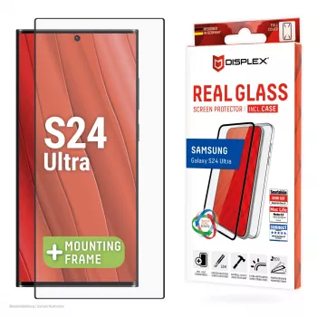 Displex Displayschutzfolie + Hülle für Samsung Galaxy S24 Ultra, Eco-Montagerahmen, Vollabdeckung