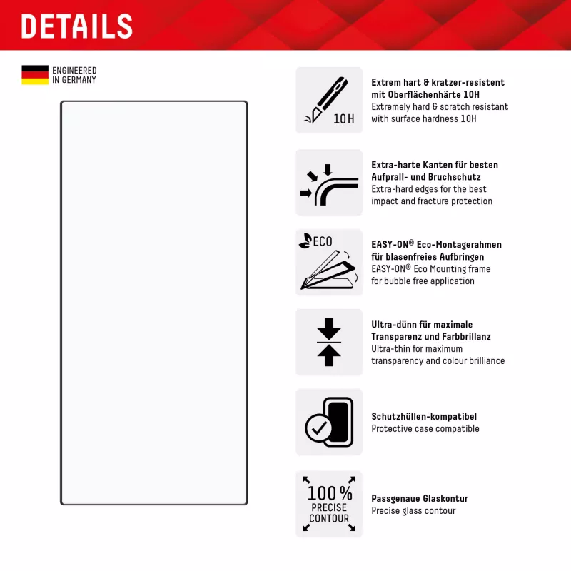 Displex Displayschutzfolie + Hülle für Samsung Galaxy S24 Ultra, Eco-Montagerahmen, Vollabdeckung