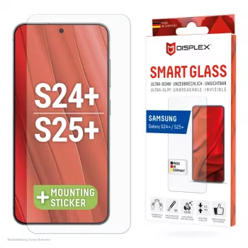 Displex Smart Glass (9H) für Samsung Galaxy S24+/S25+, Montageaufkleber, unzerbrechlich