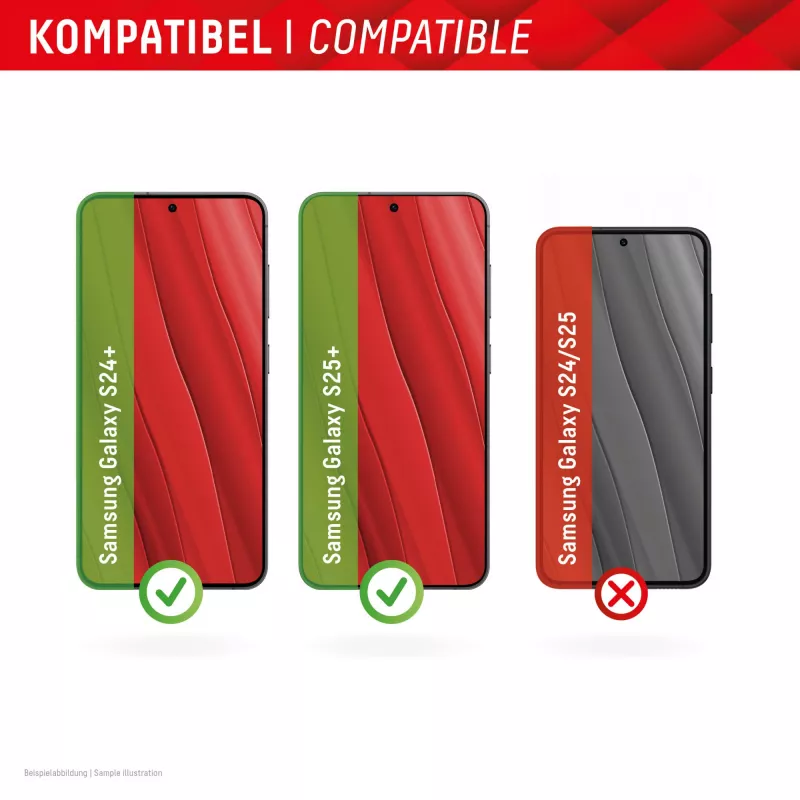 Displex Smart Glass (9H) für Samsung Galaxy S24+/S25+, Montageaufkleber, unzerbrechlich
