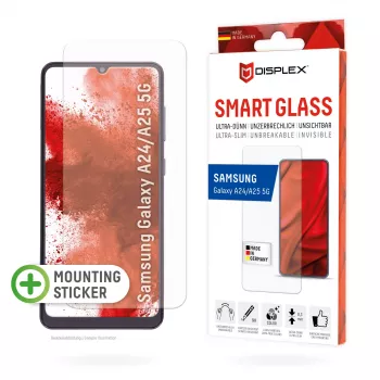 Displex Smart Glass (9H) für Samsung Galaxy A24/A25 5G, Montageaufkleber, bruchsicher