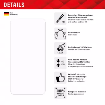 Displex Smart Glass (9H) für Samsung Galaxy A24/A25 5G, Montageaufkleber, bruchsicher