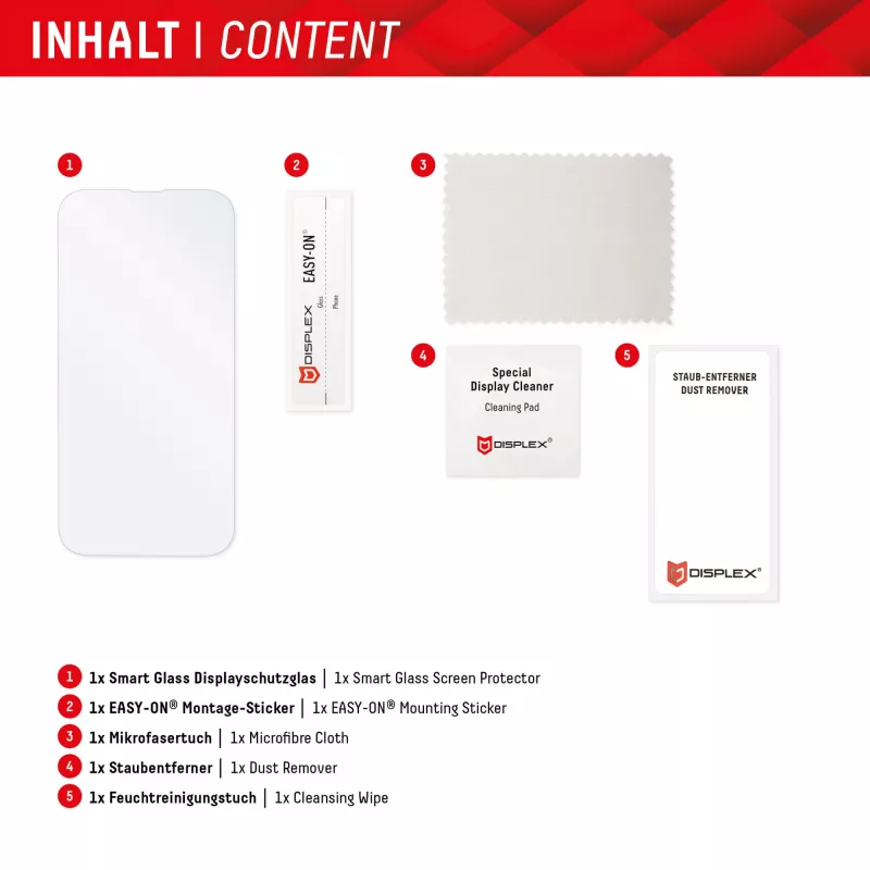 Displex Smart Glass (9H) für Samsung Galaxy A24/A25 5G, Montageaufkleber, bruchsicher