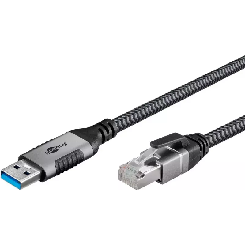 Goobay Kabeladapter USB A RJ-45 15m Schwarz Silber