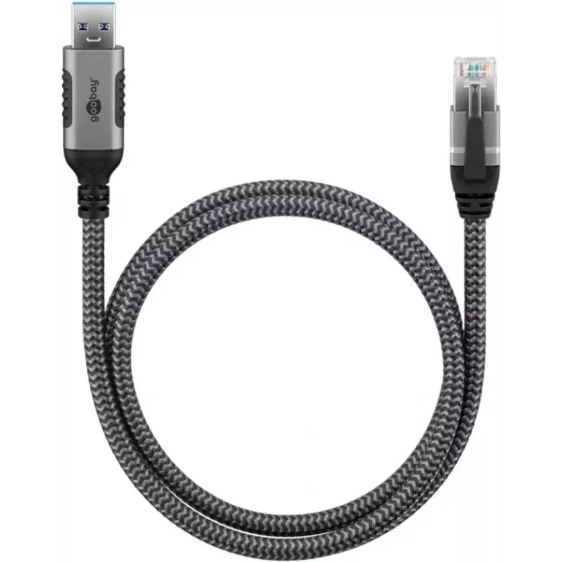 Goobay Kabeladapter USB A RJ-45 15m Schwarz Silber