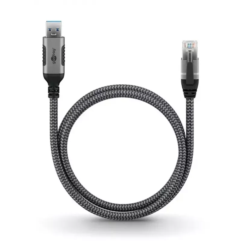 Goobay Kabeladapter USB A RJ-45 15m Schwarz Silber
