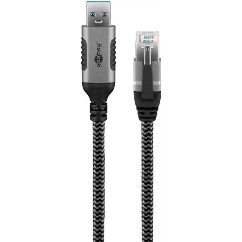 Goobay Kabeladapter USB A RJ-45 15m Schwarz Silber