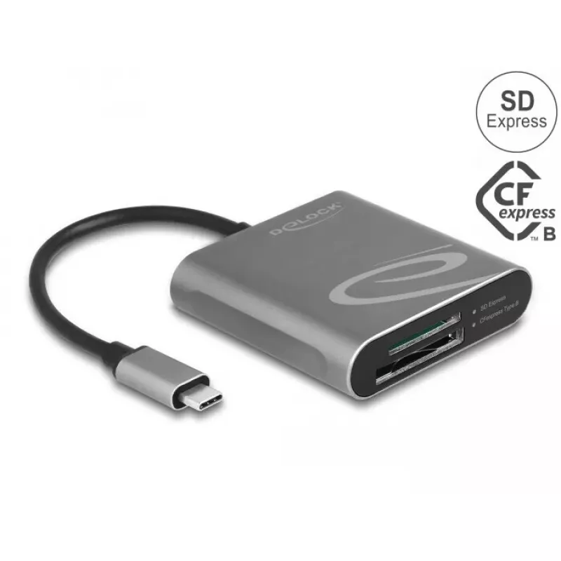 Kartenleser DeLOCK 91000 USB 3.2 Gen 2 Type-C Grau CFexpress SD