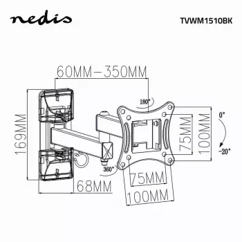 TV-Halterung Nedis TVWM1510BK 68,6 cm 27 Zoll Schwarz 15 kg