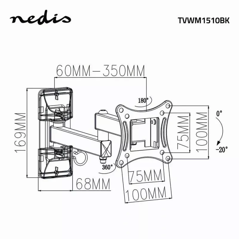 TV-Halterung Nedis TVWM1510BK 68,6 cm 27 Zoll Schwarz 15 kg