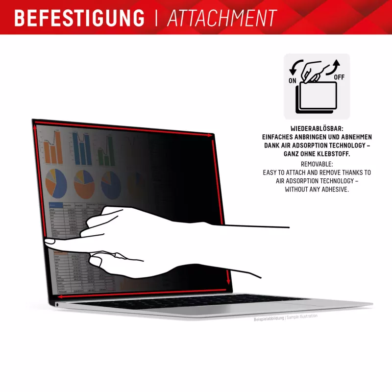 Displex PRIVACY SAFE entfernbarer 2-Wege-Sichtschutzfilter für Laptop/Notebook (randlos/frameless) 13,3 inch (16:9)