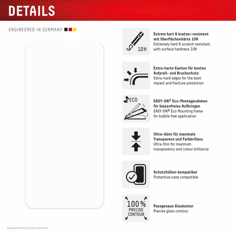 Displex Displayschutzfolie + Hülle für Samsung Galaxy S24/S25, Eco-Montagerahmen, kratzfest