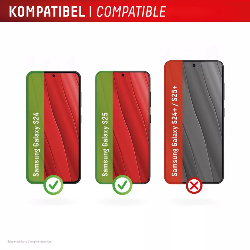 Displex Displayschutzfolie + Hülle für Samsung Galaxy S24/S25, Eco-Montagerahmen, kratzfest