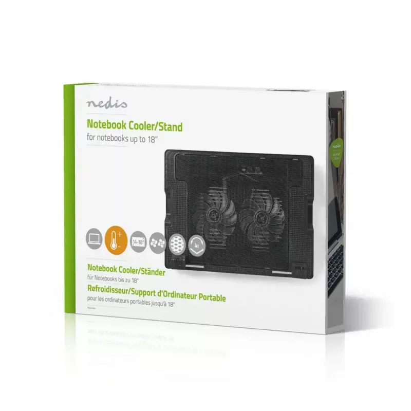 Laptop-Kühlpad Nedis NBCR200BK 2 Lüfter 14 cm Schwarz
