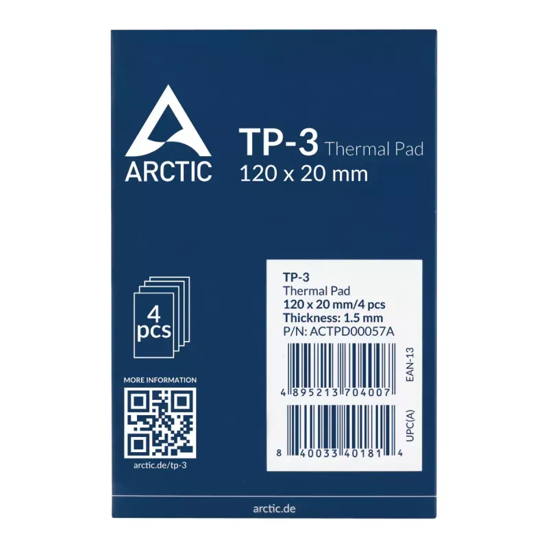 ARCTIC TP-3 Premium Performance Wärmeleitpad 120 x 20 mm, 1,5 mm