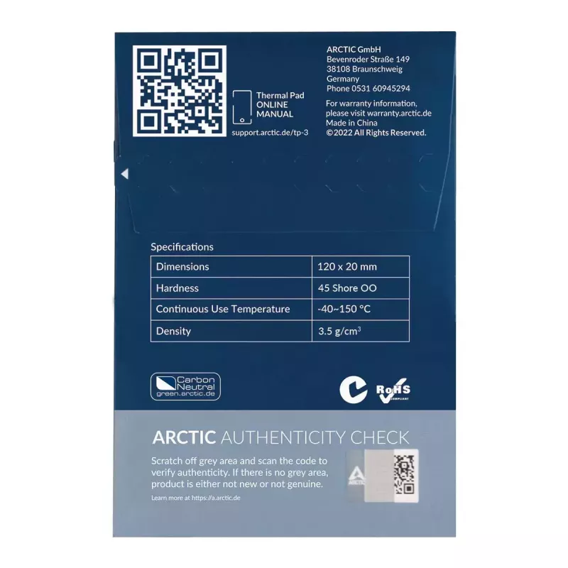 ARCTIC TP-3 Premium-Performance-Wärmeleitpad 120 x 20 mm, 0,5 mm