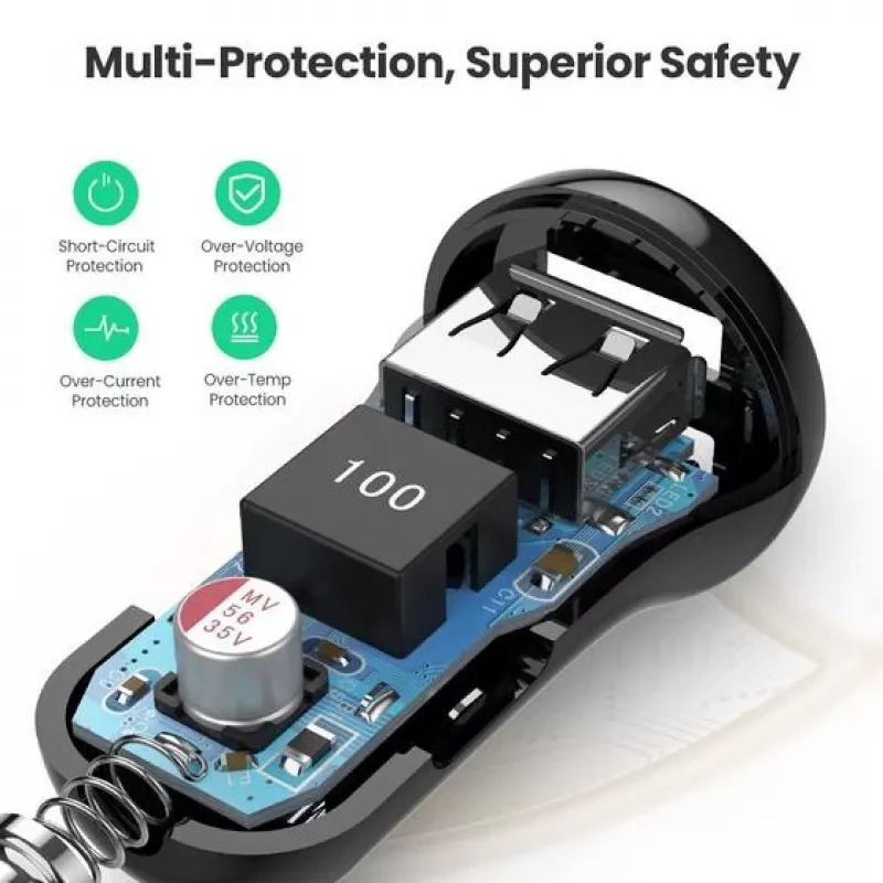 Ugreen 50875 mobiles Ladegerät MP4, mobiler Computer Schwarz Zigarettenanzünder Auto