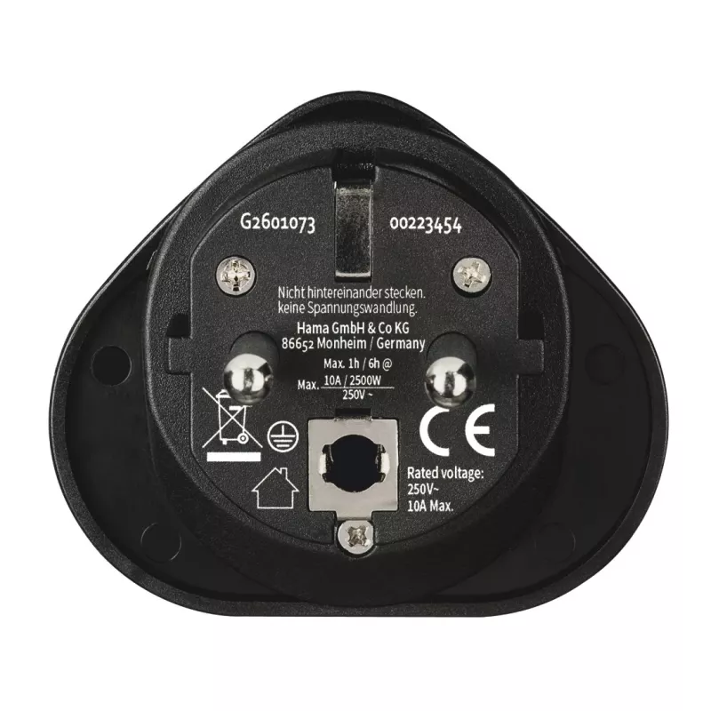 Hama 00223454 Netzstecker-Adapter Typ E/F Hybrid Universal Schwarz