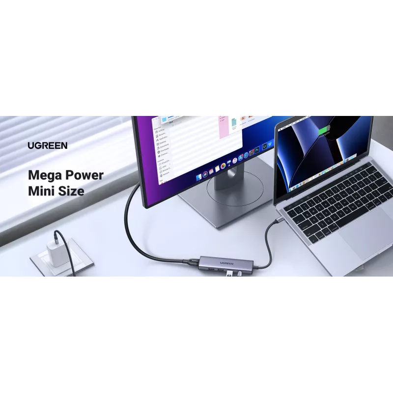USB Type-C Hub UGREEN 20956A mit HDMI und USB 3.0, 5 Gbit/s, 4K 3840x2160, Silber