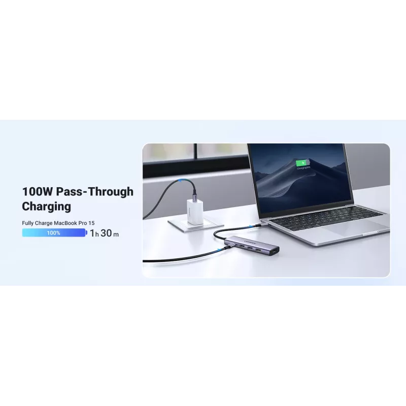 USB Type-C Hub UGREEN 20956A mit HDMI und USB 3.0, 5 Gbit/s, 4K 3840x2160, Silber
