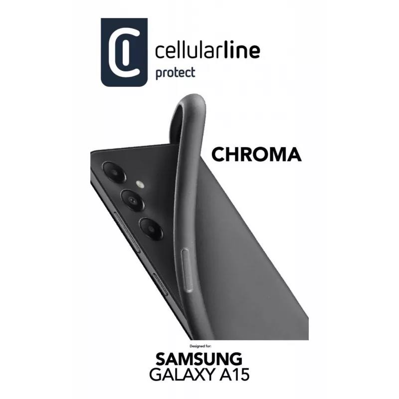 Cellularline Chroma - Galaxy A15 Farbige weiche Gummihülle, Cover, Samsung, A15 5G, 16,5 cm (6,5 Zoll), Schwarz