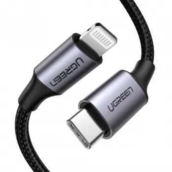 Ugreen 60759 Mobiltelefonkabel Schwarz, Silber 1 m USB C Lightning