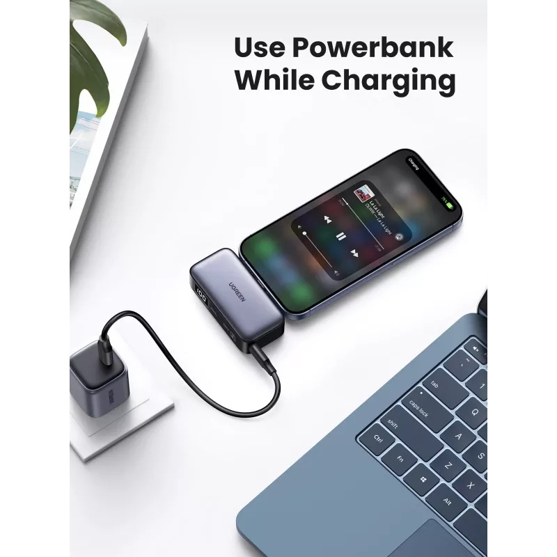 Powerbank UGREEN 35338, 5000 mAh, grau, tragbare Batterie für Smartphones, Ausgabe für ein Gerät