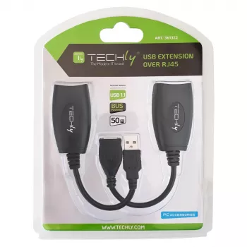 Techly IUSB-EXTENDTY5 Kabeladapter USB auf RJ-45 Schwarz