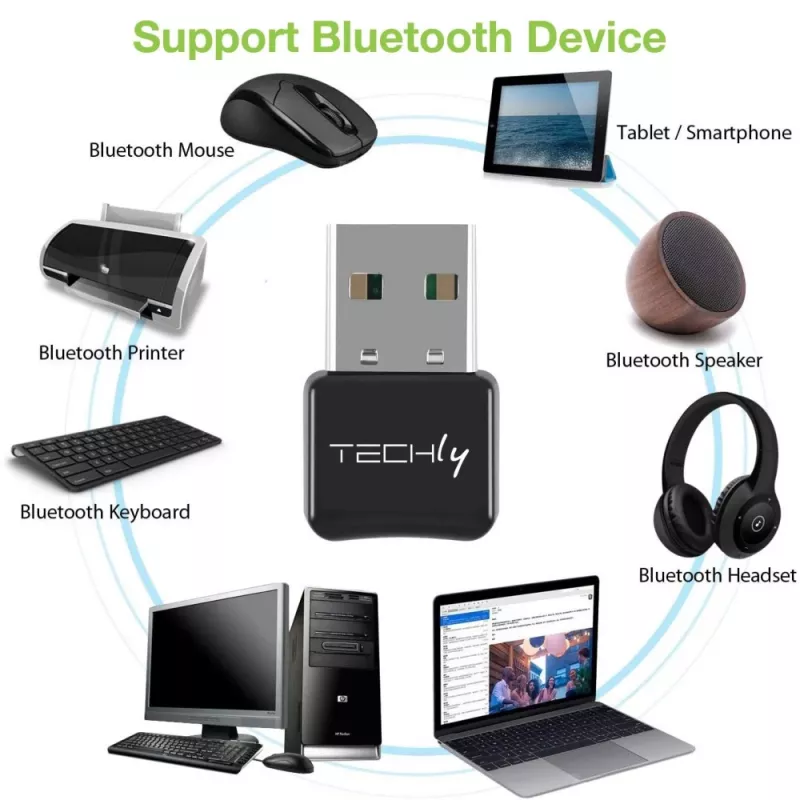 USB-Empfänger Techly IDATA USB-BLT5 für Maus Tastatur beliebige Marke