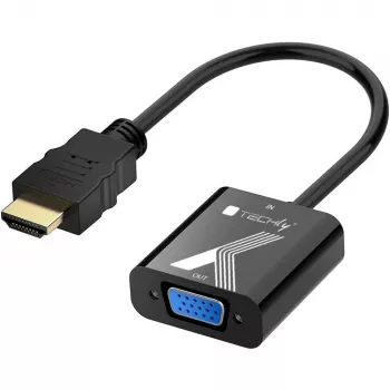 Techly Kabeladapter Konverter HDMI zu VGA Schwarz 0,1 m 1920x1200 60 Hz