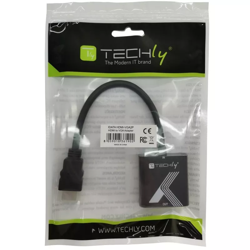 Techly Kabeladapter Konverter HDMI zu VGA Schwarz 0,1 m 1920x1200 60 Hz