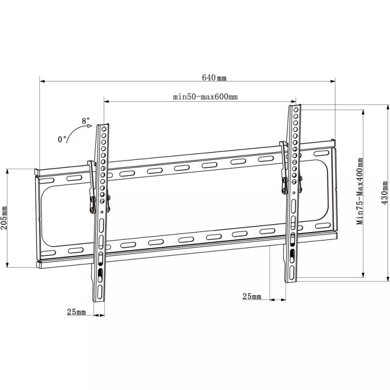 Techly ICA-PLB 261L TV-Wandhalterung 177,8 cm (70 Zoll) Schwarz