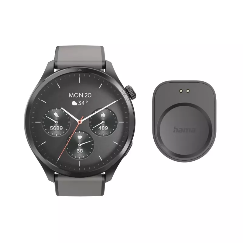 Hama 9000 3,63 cm (1,43 Zoll) AMOLED 52 mm Digitaler Touchscreen Anthrazit GPS (Satellit)