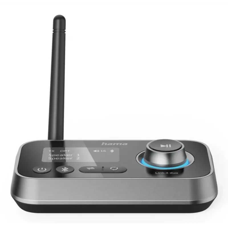 Drahtloser Audio-Transmitter/-Receiver HAMA Link.it duo 3,5 mm, Bluetooth, 10 m Reichweite, USB-betrieben, schwarz