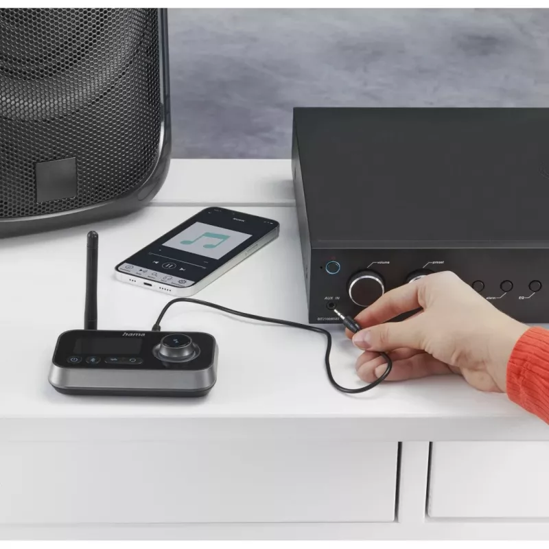 Drahtloser Audio-Transmitter/-Receiver HAMA Link.it duo 3,5 mm, Bluetooth, 10 m Reichweite, USB-betrieben, schwarz