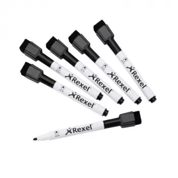Rexel Magnetic Dry-Erase Markers Schwarz 6 Stück