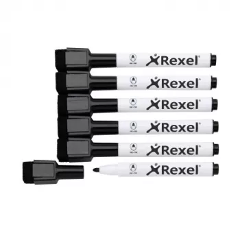 Rexel Magnetic Dry-Erase Markers Schwarz 6 Stück