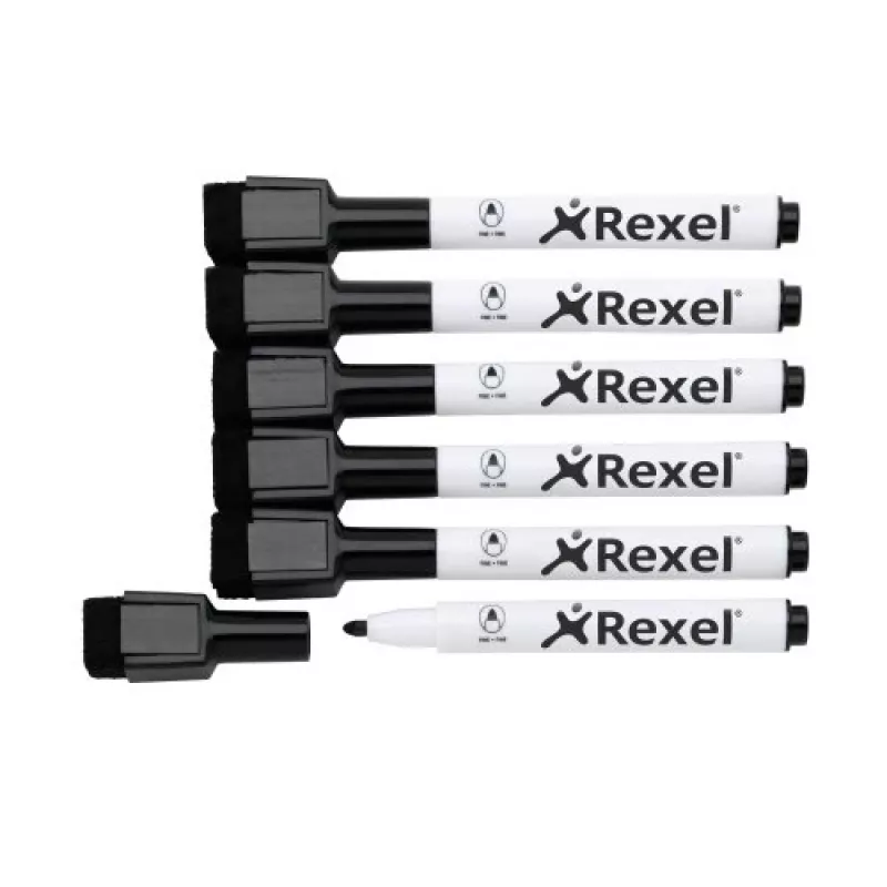 Rexel Magnetic Dry-Erase Markers Schwarz 6 Stück
