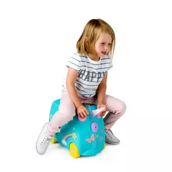 Koffer Trunki Una das Einhorn 4 Räder 18 L Pink Türkis Gelb