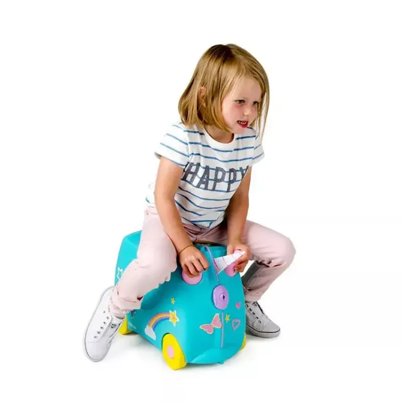 Koffer Trunki Una das Einhorn 4 Räder 18 L Pink Türkis Gelb