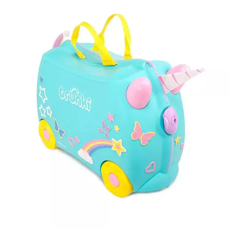 Koffer Trunki Una das Einhorn 4 Räder 18 L Pink Türkis Gelb