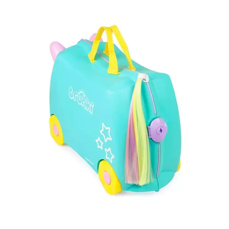 Koffer Trunki Una das Einhorn 4 Räder 18 L Pink Türkis Gelb