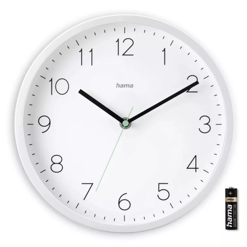 Wanduhr HAMA Menorca, analog, Ø 25 cm, weiß