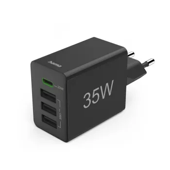 Hama 00201990 mobiles Ladegerät Headset, Powerbank, Smartphone, Tablet Schwarz AC Schnellladung Indoor