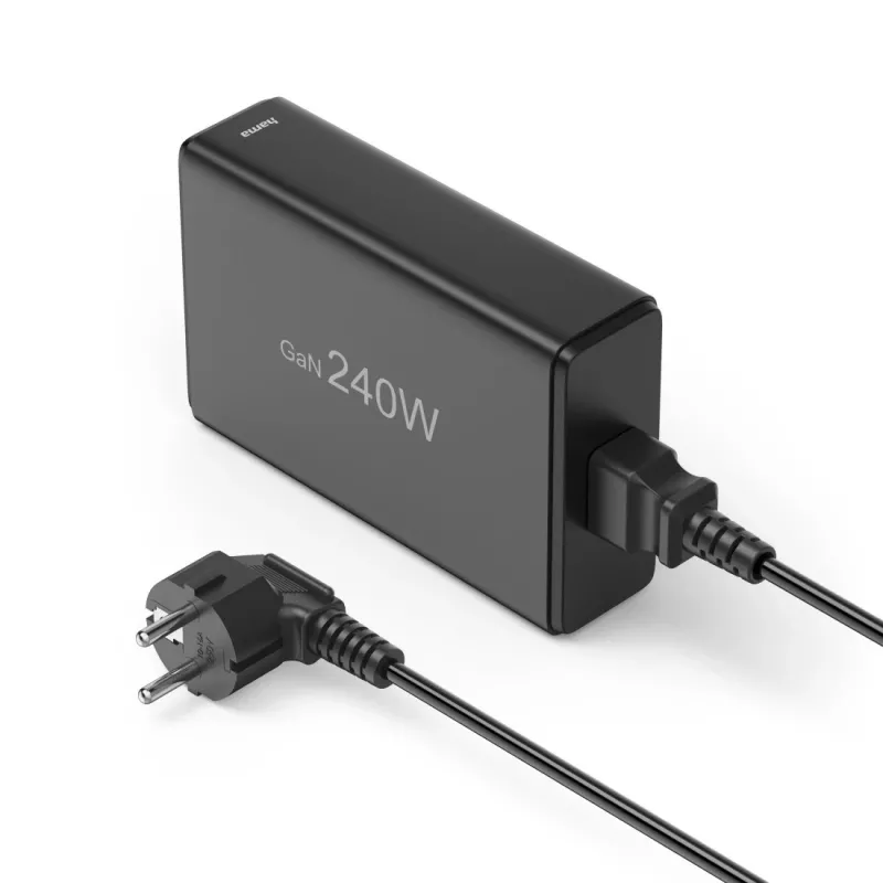 Ladestation HAMA 201977, 240W gesamt, 4× USB-C, 1× USB-A, schwarz